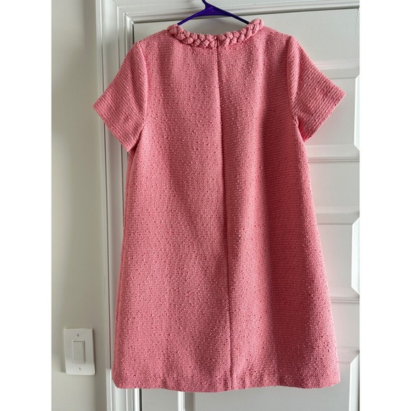 Tuckernuck Pink Tweed Braided Trim Jackie Dress Short Sleeve Gold Button M - Picture 5 of 5